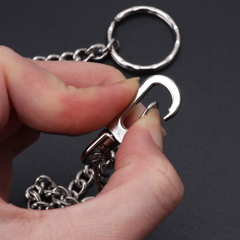 سلسلة طويلة معدنية فضية مقاس 40 سم بخلص لوبستر بأسلوب هايب هوب راكبي مضادة للفقدان (يمكن استخدامها للمفاتيح، أو الجينز، أو رموز السلامة في السفر) - Image 2