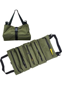 PROMASS promass Tool Roll Up Bag, Multi-Purpose Waterproof Oxford Cloth, Heavy-Duty Tool Organizer Bag with 5 Tool Pockets, Suitable for Electricians, Machinists and Hobbyist, Gift for Men, Army Green  - Image 1