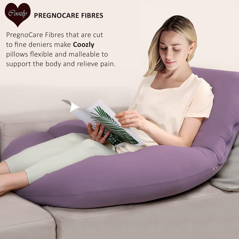 COOZLY وسادة الحمل على شكل G من COOZLY | وسادة الأمومة على شكل G مع أغطية قابلة للإزالة 100% قطن | وسادة النوم للحمل (لافندر) - Image 5