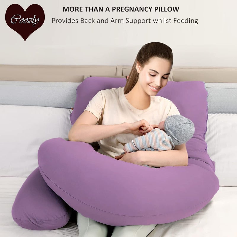 COOZLY وسادة الحمل على شكل G من COOZLY | وسادة الأمومة على شكل G مع أغطية قابلة للإزالة 100% قطن | وسادة النوم للحمل (لافندر) - Image 4