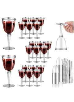 KASTWAVE 20 Pack Rimmed Disposable Plastic Glbulk 240Ml Elegant Fancy Glhighball Gltransparent Cocktail Cups Long Handle Dessert Cups Party Wedding Anniversary Birthday  - Image 1