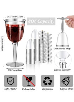 KASTWAVE 20 Pack Rimmed Disposable Plastic Glbulk 240Ml Elegant Fancy Glhighball Gltransparent Cocktail Cups Long Handle Dessert Cups Party Wedding Anniversary Birthday  - Image 2