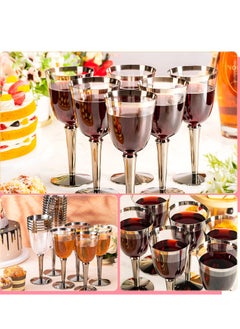 KASTWAVE 20 Pack Rimmed Disposable Plastic Glbulk 240Ml Elegant Fancy Glhighball Gltransparent Cocktail Cups Long Handle Dessert Cups Party Wedding Anniversary Birthday  - Image 4
