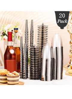 KASTWAVE 20 Pack Rimmed Disposable Plastic Glbulk 240Ml Elegant Fancy Glhighball Gltransparent Cocktail Cups Long Handle Dessert Cups Party Wedding Anniversary Birthday  - Image 3