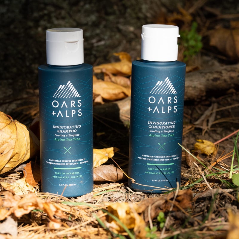 Oars + Alps Hair and Body Travel Kit for Men, Includes Sulfate Free Shampoo, Conditioner, Body Wash, Deodorant, and Reusable Pouch, TSA Friendly, Alpine Tea Tree Scent - Image 5