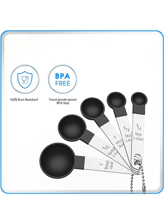 Measuring Cups and Spoons Set, 10-Piece Stackable Kitchen Tools with Stainless Steel Handles, Nesting Measurement Gadgets for Cooking & Baking (black) - Image 3