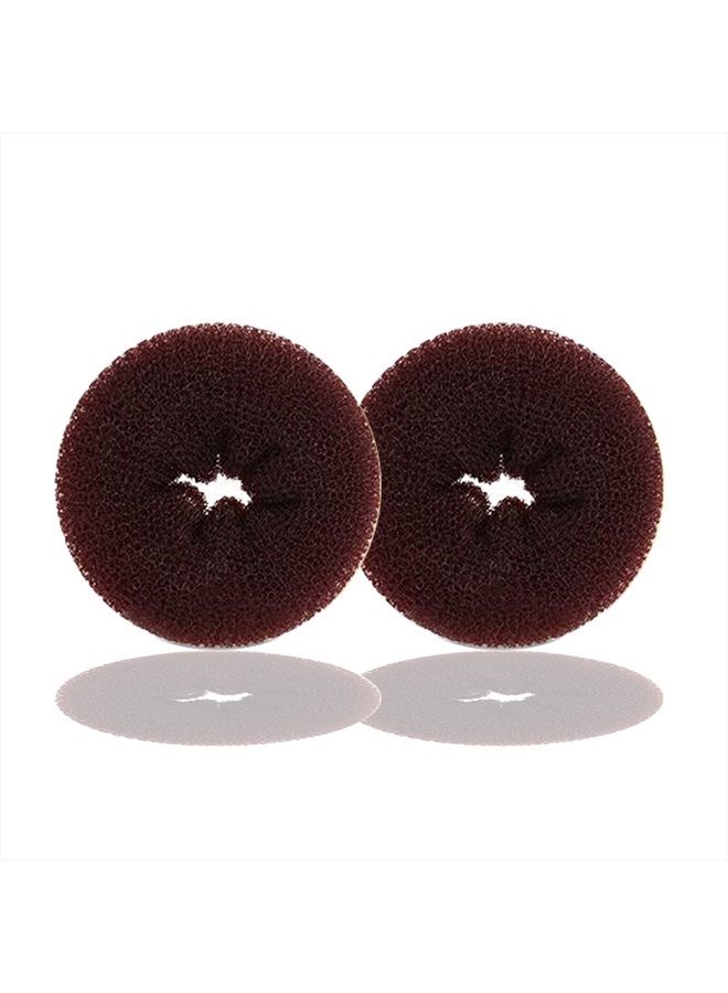 kitjans Hair Donut Bun Maker, Ring Style Bun, 2PCS Chignon Hair Large Doughnut Shaper for Thick and Long Hair (Large, 3.5 Inch/Brown) - Image 1
