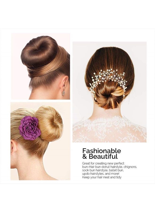 kitjans Hair Donut Bun Maker, Ring Style Bun, 2PCS Chignon Hair Large Doughnut Shaper for Thick and Long Hair (Large, 3.5 Inch/Brown) - Image 3
