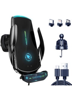 KASTWAVE Wireless Car Charger for All Smartphones, 15W Fast Charging Auto Clamping Car Charger Phone Mount Phone Holder，Auto Clamping Car Wireless Charger Air Vent Car Phone Mount Black  - Image 1