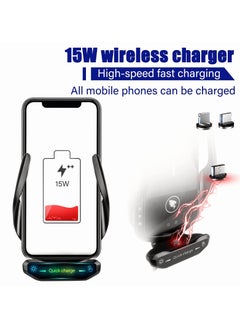 KASTWAVE Wireless Car Charger for All Smartphones, 15W Fast Charging Auto Clamping Car Charger Phone Mount Phone Holder，Auto Clamping Car Wireless Charger Air Vent Car Phone Mount Black  - Image 4