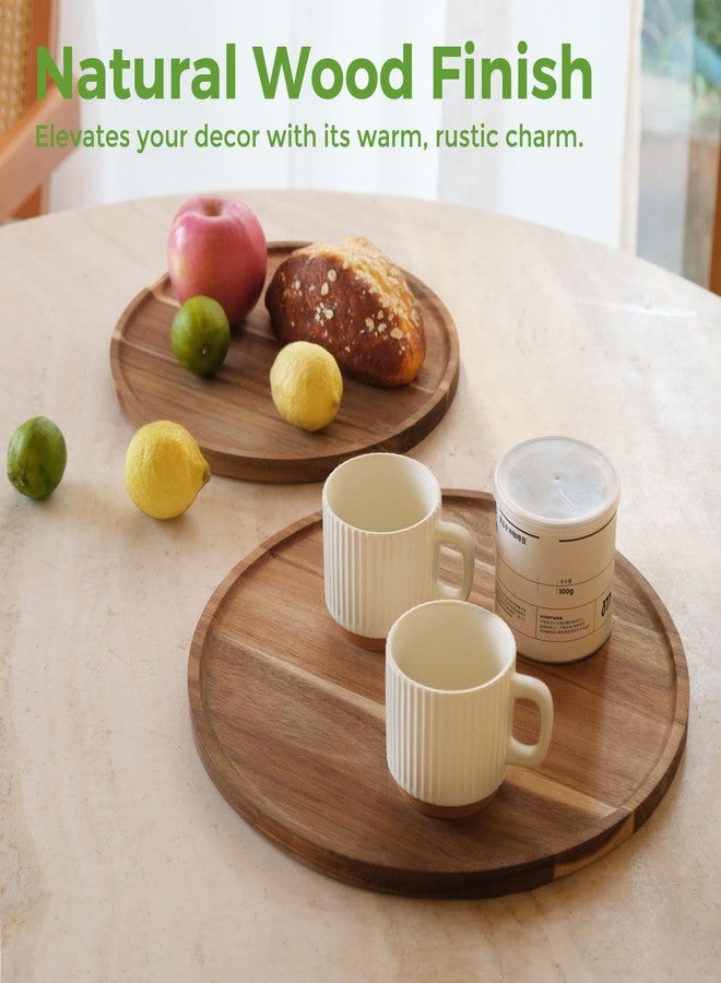 S310 Round Wooden Tray for Home Decor, S310 13.8" Decorative Wood Trays for Kitchen Dining Room, Handmade Round Wood Tray Table Centerpiece for Coffee Table - Image 4