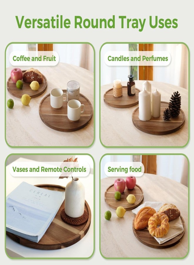 S310 Round Wooden Tray for Home Decor, S310 13.8" Decorative Wood Trays for Kitchen Dining Room, Handmade Round Wood Tray Table Centerpiece for Coffee Table - Image 5