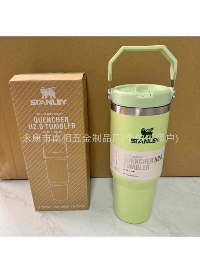 ستانلي 30oz/887ml أخضر 304 ستانلس ستيل معزول مع شارب، كوب رياضي محمول للسفر