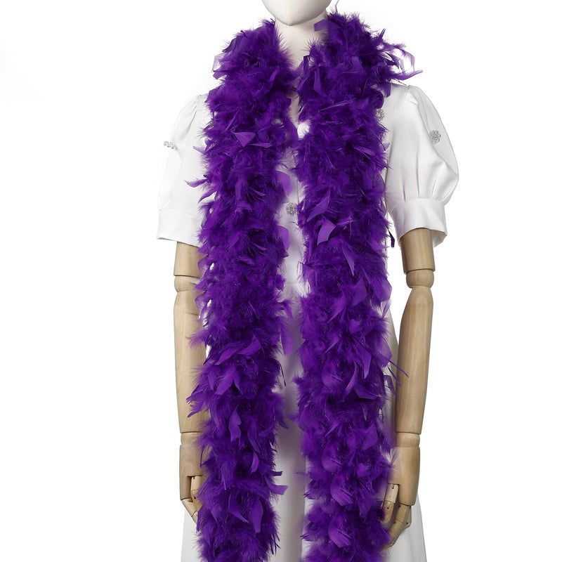 Larryhot Purple Chandelle Boa Feathers - 45g 2 Yards Boas for Adults,Mardi Gras,Wedding,Centerpieces,Concert,Carnival and Home Decoration(45g-Purple) - Image 1