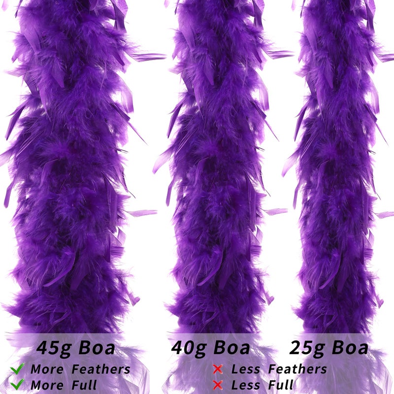 Larryhot Purple Chandelle Boa Feathers - 45g 2 Yards Boas for Adults,Mardi Gras,Wedding,Centerpieces,Concert,Carnival and Home Decoration(45g-Purple) - Image 4