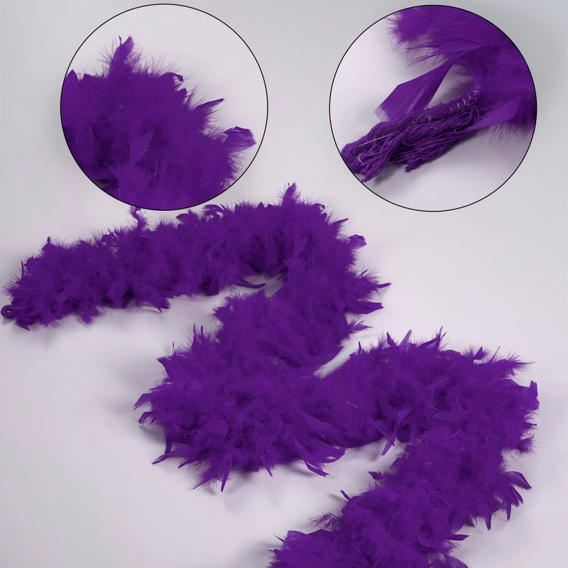 Larryhot Purple Chandelle Boa Feathers - 45g 2 Yards Boas for Adults,Mardi Gras,Wedding,Centerpieces,Concert,Carnival and Home Decoration(45g-Purple) - Image 3
