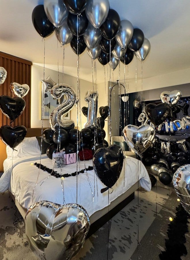 Haolongfa Black I Love You Balloons Kit, Large Foil Black Heart Balloons with Love Letter Banner Balloon, Modern Valentines Day Decorations for Romantic Surprise, Anniversary, Proposal - Image 4