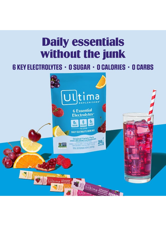 Ultima 6 Essential Electrolytes, Daily Electrolyte Drink Mix, Original Variety Pack, 20 Stickpack - Image 2