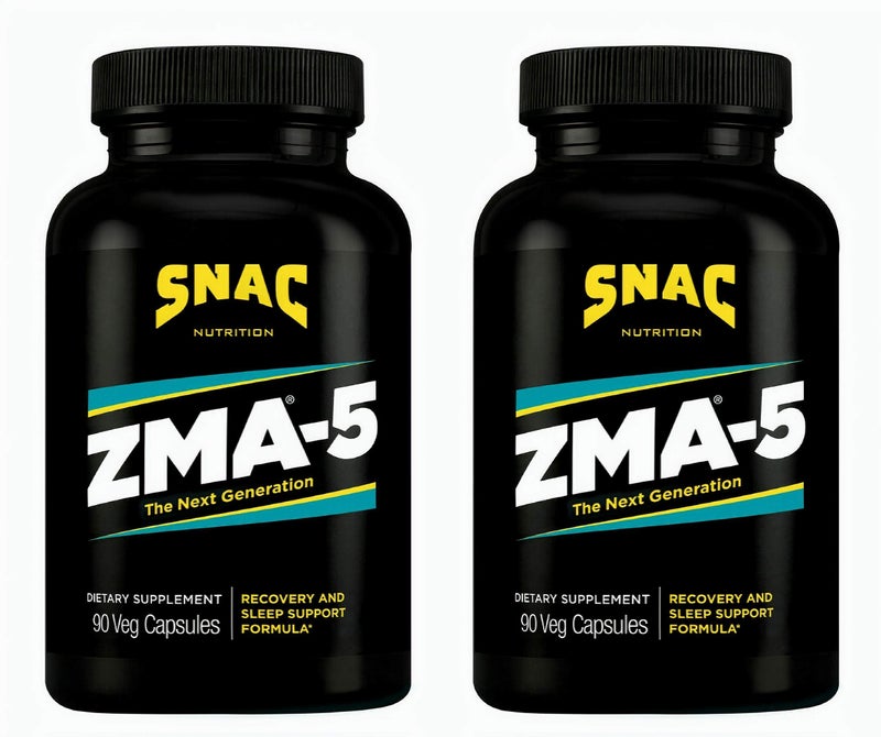 SNAC ZMA5 Sleep Aid Supplement Promote Muscle Recovery Growth Immune Support Restorative Sleep with Zinc Magnesium 5HTP Post Workout Before Bed ZMA Supplements 180 Count 2 Pack
