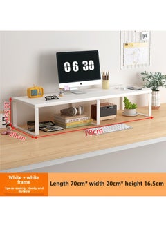 Computer Elevated Rack Monitor Bracket Pad High Base Desktop Storage Rack Bracket Desktop Storage Shelf Load-bearing-color:Snowflake White + White Frame 70x20x15 Cm