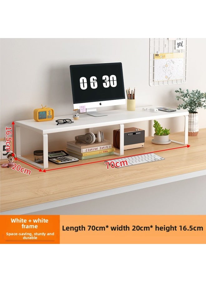 Generic - Computer Elevated Rack Monitor Bracket Pad High Base Desktop Storage Rack Bracket Desktop Storage Shelf Load-bearing-color:Snowflake White + White Frame 70x20x15 Cm - Image 1