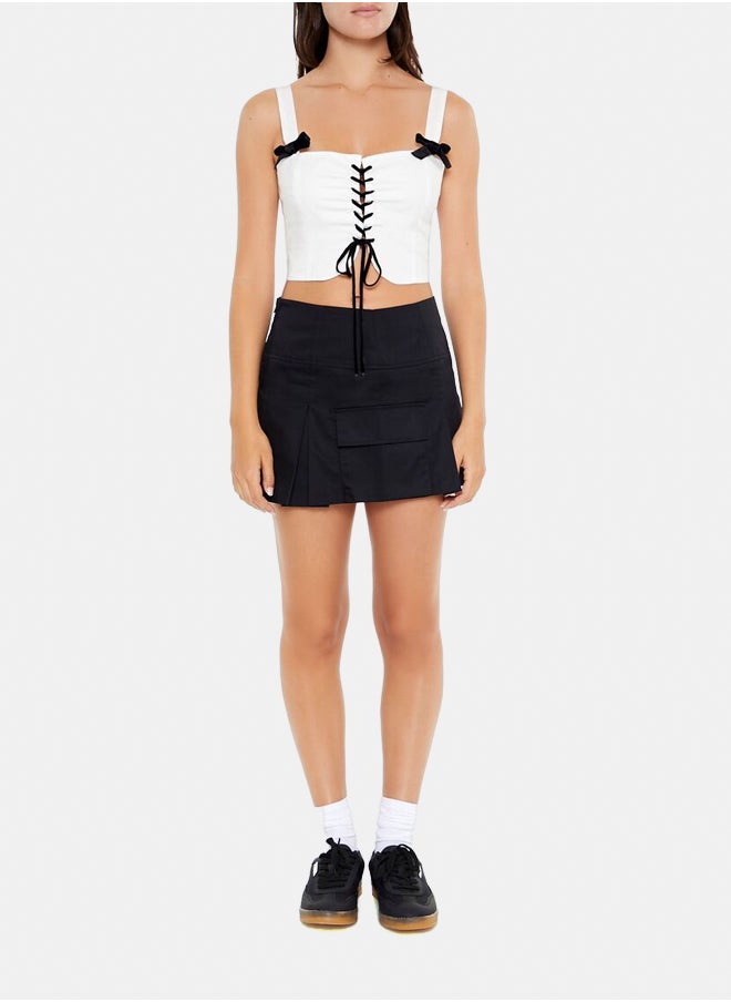FOREVER 21 - Lace-Up Bow Crop Top - Image 1