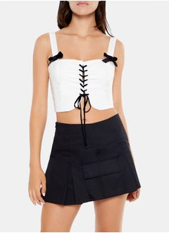 FOREVER 21 Lace-Up Bow Crop Top  - Image 1