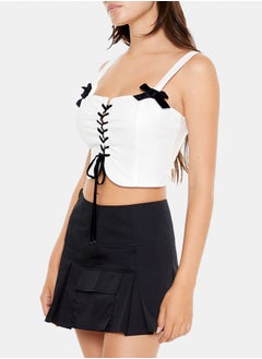 FOREVER 21 Lace-Up Bow Crop Top  - Image 3