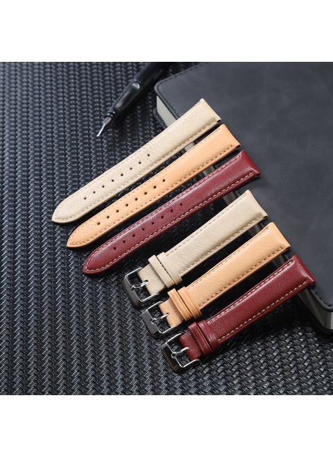 Medium matte head layer natural shrink pattern leather strap leather male head layer 22mm band Apricot Apricot