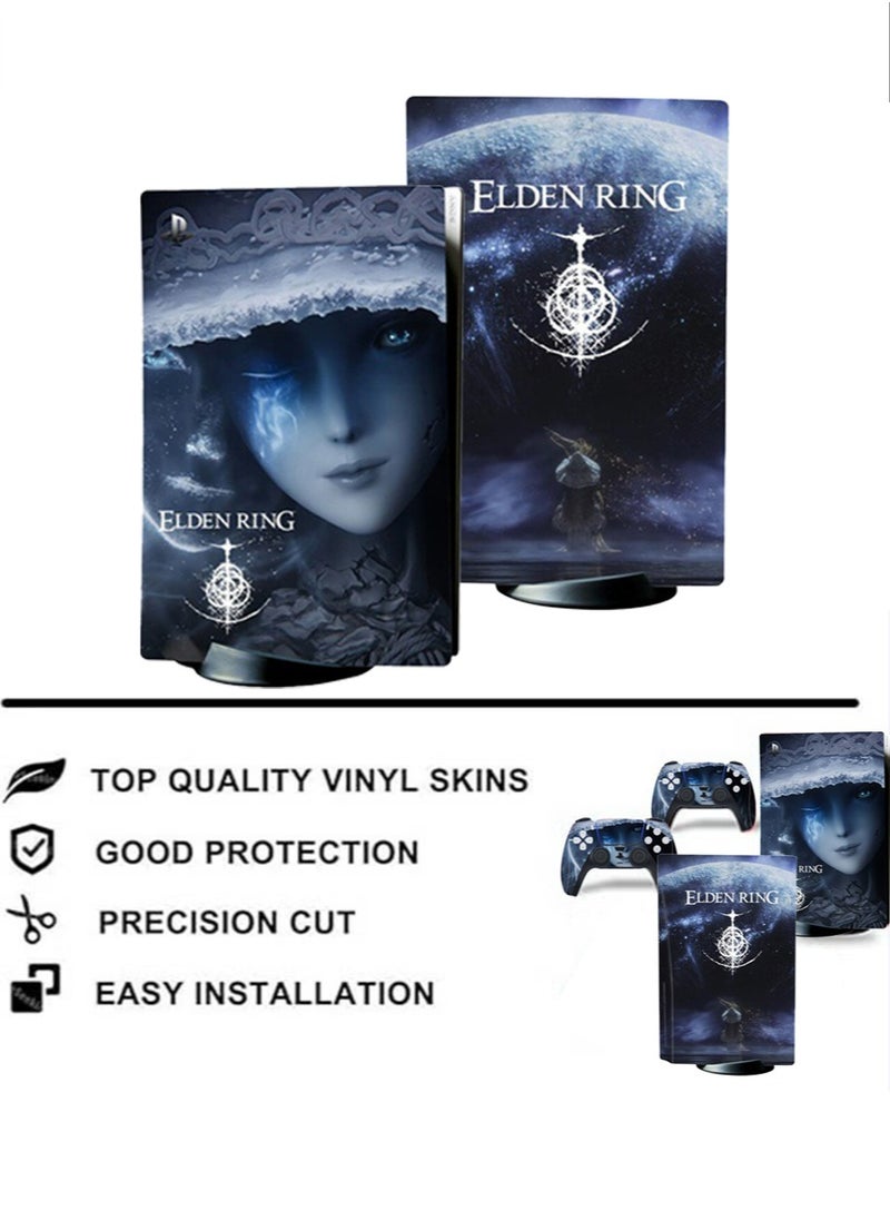 IINE Sony PS5 Controller Skins Set, Skin Wrap Decal Sticker PS5 Disk Edition, Protective Film Sticker for PS5 Elden Ring, PS5 Optical Drive Version Protective Sticker,Skin Sticker Full Cover  - Image 4