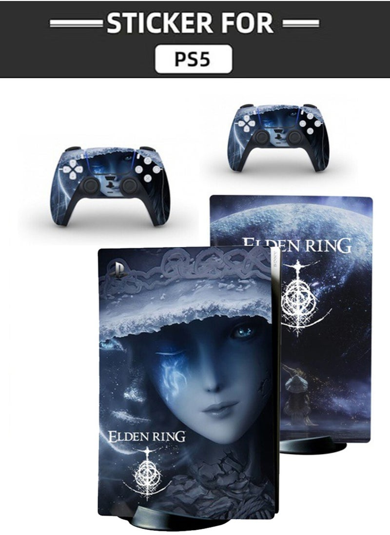 IINE Sony PS5 Controller Skins Set, Skin Wrap Decal Sticker PS5 Disk Edition, Protective Film Sticker for PS5 Elden Ring, PS5 Optical Drive Version Protective Sticker,Skin Sticker Full Cover  - Image 2