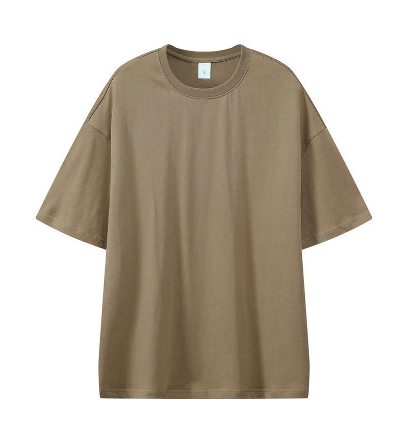 2023 spring and summer tide brand 305G loose men's short sleeve T-shirt FOG earth color pure cotton heavy T-shirt heavy industry without gender - Image 1