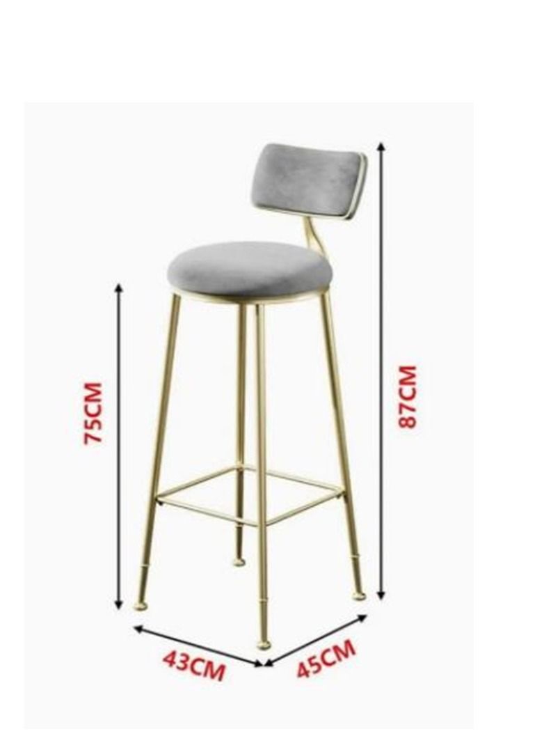 Bar Stool, Chair Footrest High Stool with Backs, Upholstered Counter Height Stools Bar Chairs for Kitchen, Pub, Breakfast Stool, with Metal Legs - Image 2