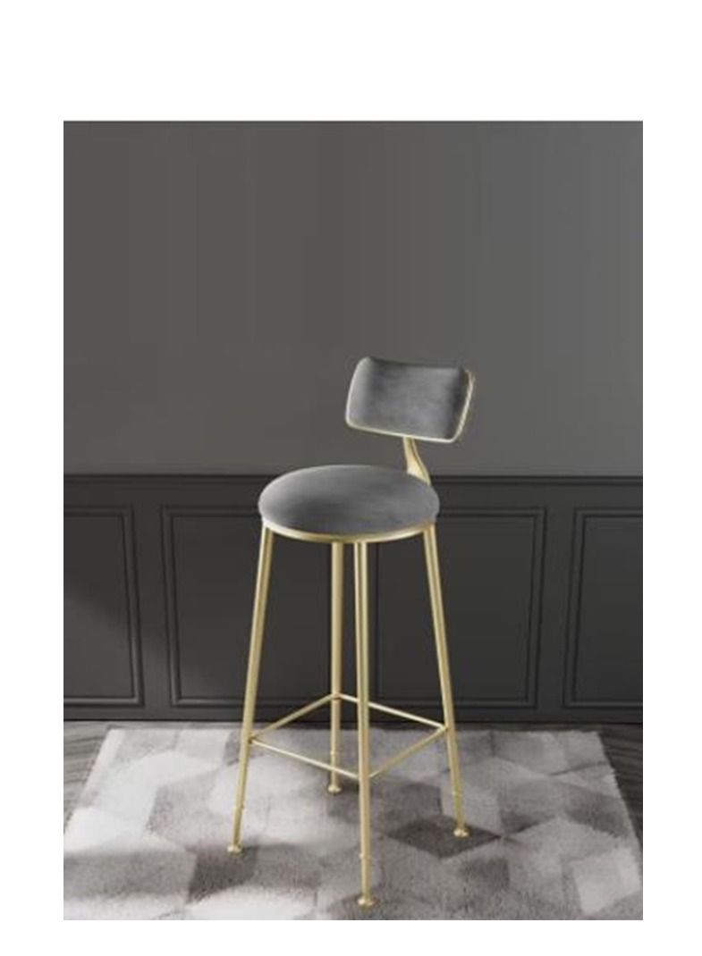 Bar Stool, Chair Footrest High Stool with Backs, Upholstered Counter Height Stools Bar Chairs for Kitchen, Pub, Breakfast Stool, with Metal Legs - Image 1
