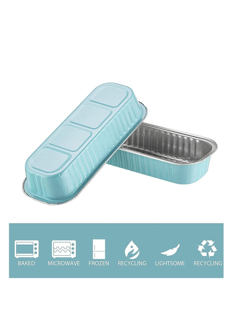 NIBEMINENT Aluminum Foil Bread Pans,50pcs 6.8oz Disposable Mini Loaf Baking Pans with Lids，Small Tins, Cups Ramekins, Dessert Bakeware Containers (Blue)  - Image 3