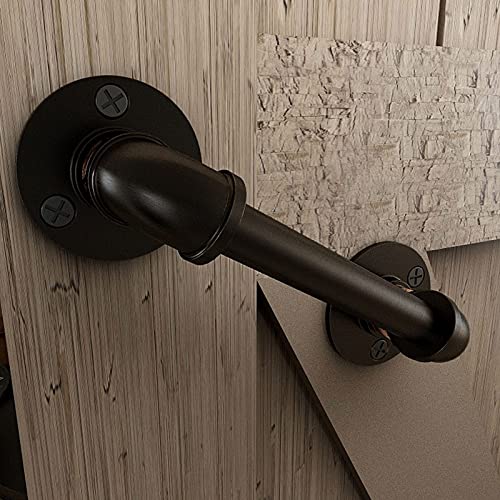 TOIMIOTOIM 9.6" Pipe Barn Door Pull Handle Black Rustic Industrial Grab Bar, Sliding Door Barn Handles, Towel Bar, Handrail and Pulls Handles for Stairs - Image 5