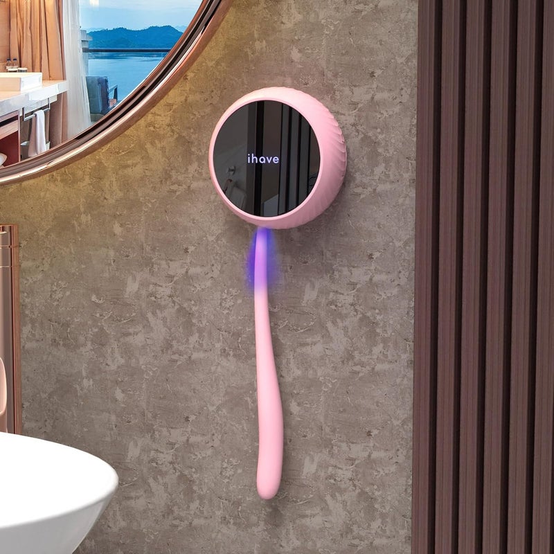 iHave Toothbrush Sanitizer and Holder – UV & Heated Drying, Wall-Mounted Toothbrush Holders, Travel Toothbrush Cleaner & Toothbrush Covers, Stylish Bathroom Decor & Accessories for Home & RV, Pink - Image 1