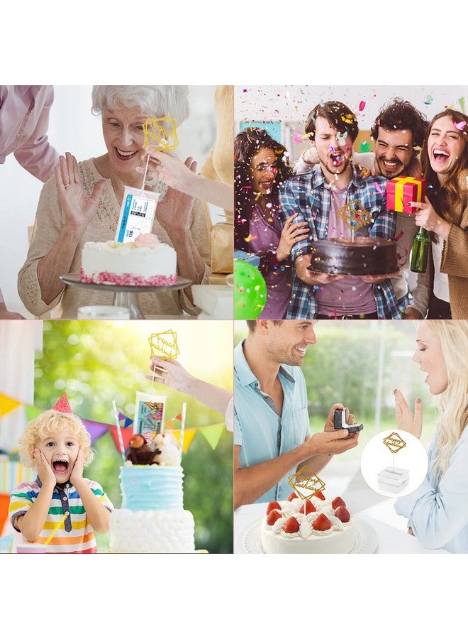 Sienon The Money Cake, Cake Money Box-Cake Money Pull Out Kit Includes 1Pc Clear Food-Contact Safe Box, 1Pc Gold Cake Topper, 20Pcs Pockets For Birthday Party Cake Decorations - Image 3