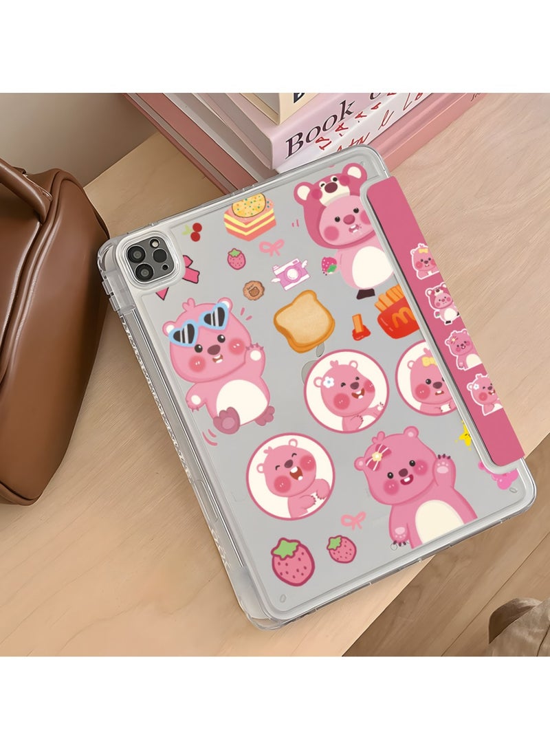 general Acrylic Protective Case for iPad Pro 2024 11-inch Cute Loopy Cartoon Case Features Pen Slot and Y-Fold Stand - Image 3