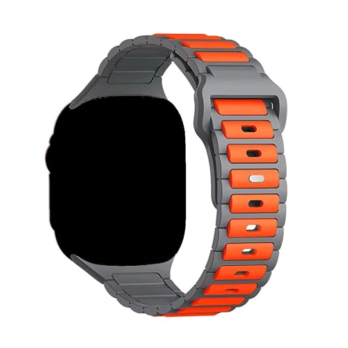 GUOi® Silicone Watchband Compatible with Apple Watch Ultra 2 ＆ Ultra 49mm 45mm 44mm 42mm 46mm - Men & Women Strap for iWatch Se10/9/8/7/6/5/4/3/2/1 SE 46/44/45/49/42mm (Series 3/2/1) - GRAY/ORANGE - Image 1