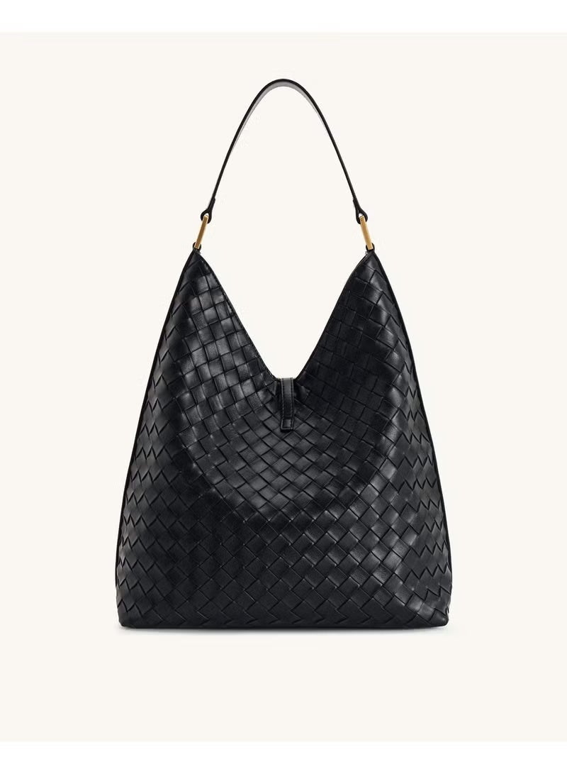 JW PEI Tote bag large capacity crossbody bag Aria Woven Texture Shoulder Bag - Woven Black - Image 3