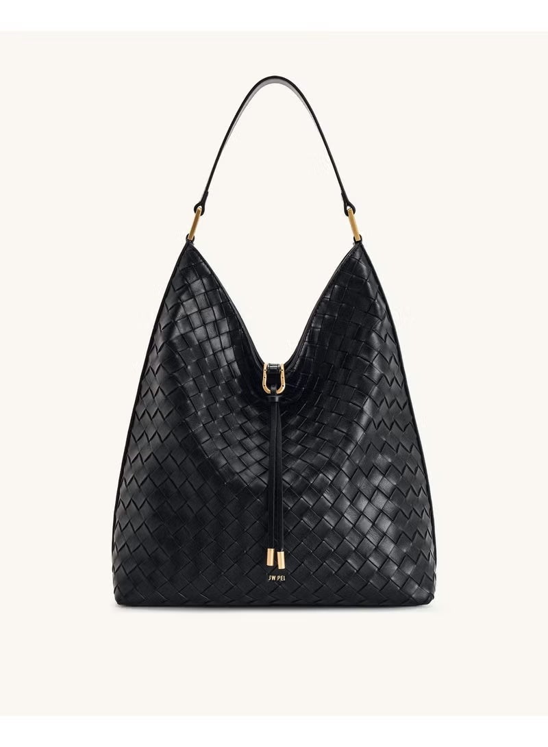 JW PEI Tote bag large capacity crossbody bag Aria Woven Texture Shoulder Bag - Woven Black - Image 1