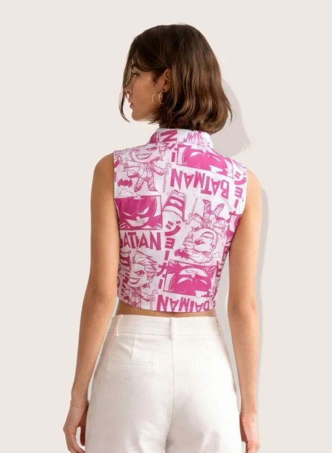 Freehand  Women Relaxed Fit Character Round Neck Sleeveless Crop Shirt  | Best Price UAE