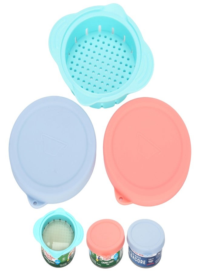 LUVCOSY 1 Pack Can Strainer Bundle with 2 Packs 4-inch Silicone Can Lids for 12oz Bumble Bee | Chicken of the Sea | StarKist Tuna Can or 4.0'' Canned Goods | Dishwasher Safe | Set of 3 - Image 1