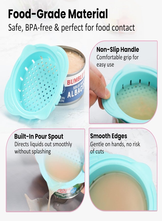 LUVCOSY 1 Pack Can Strainer Bundle with 2 Packs 4-inch Silicone Can Lids for 12oz Bumble Bee | Chicken of the Sea | StarKist Tuna Can or 4.0'' Canned Goods | Dishwasher Safe | Set of 3 - Image 4