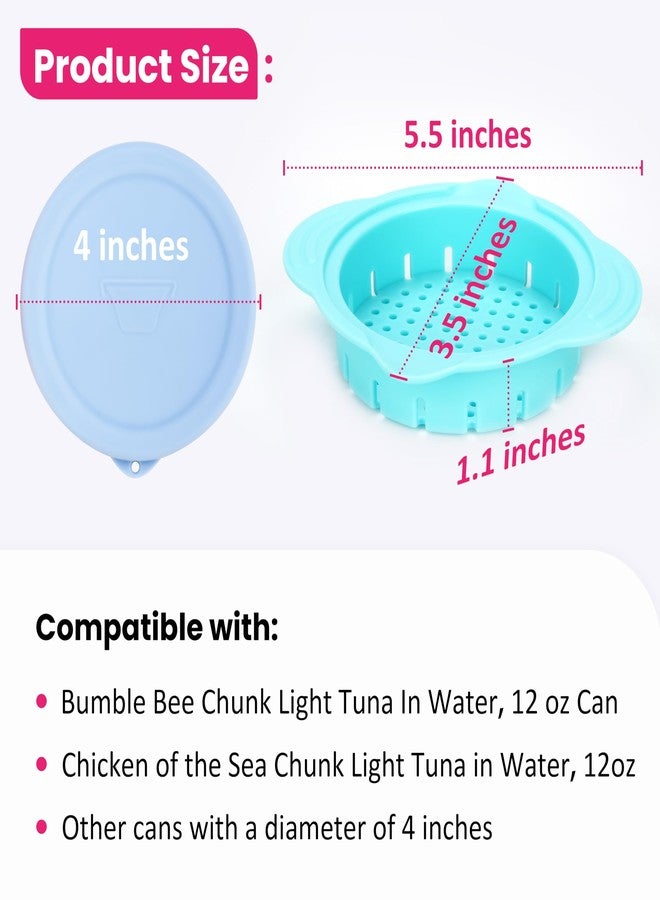 LUVCOSY 1 Pack Can Strainer Bundle with 2 Packs 4-inch Silicone Can Lids for 12oz Bumble Bee | Chicken of the Sea | StarKist Tuna Can or 4.0'' Canned Goods | Dishwasher Safe | Set of 3 - Image 2