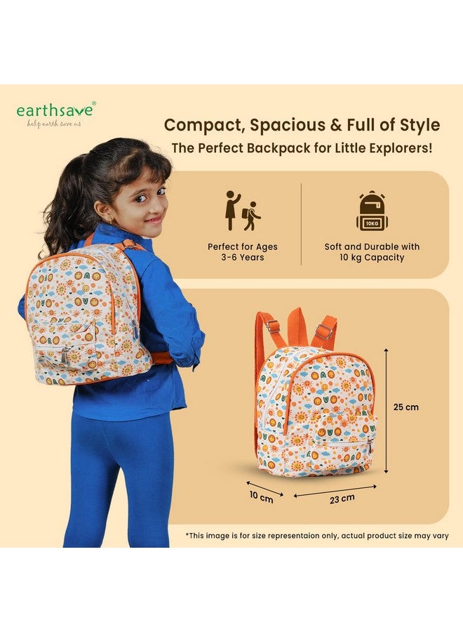 earthsave Kids Backpack for Preschool, Nursery, Kindergarden, School, Tuition, Picnic | Travelling Backpack for Boys & Girls | Bagpack for Kids | Perfect for Ages 3-6 Years | Sun - Image 3