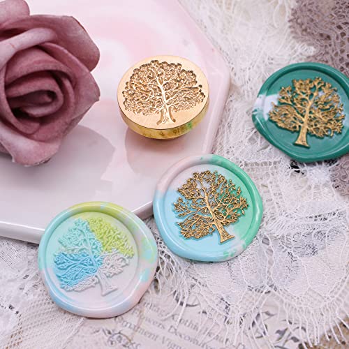 SWANGSA Wax Seal Stamp Set, Vintage 4 Pieces Eucalyptus Leaf Chamomile Tree of Life Botanical Sealing Stamp Heads + 1 Wooden Handle Sealing Stamp Kit Plant Series 2 - Image 5