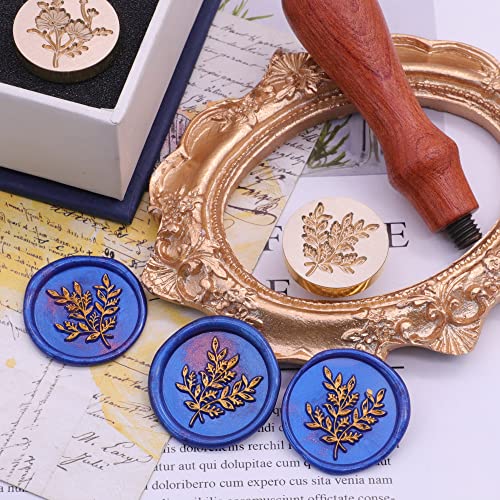 SWANGSA Wax Seal Stamp Set, Vintage 4 Pieces Eucalyptus Leaf Chamomile Tree of Life Botanical Sealing Stamp Heads + 1 Wooden Handle Sealing Stamp Kit Plant Series 2 - Image 4