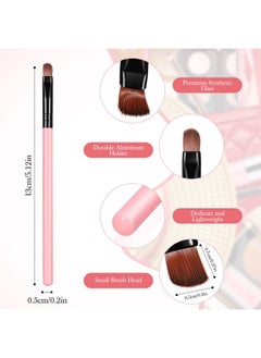 Patelai 48 Pieces Small Concealer Brush Flat Lip Concealer Brushes Portable Eyebrow Brush Concealer Makeup Brush Synthetic Fiber Lip Brush Beauty Makeup Tools For Concealing Blending Setting Buffing (Pink)  - Image 4